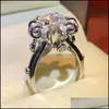 Eheringe, Eheringe, wunderschöner eleganter Damen-Fingerring für helle Kristallschmuck-Party, edle Frauen, zartes Design, Accessor Dhm7E