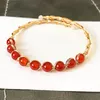 Brazalete de alambre envuelto cornalina pulsera de tamaño variable 1 o 9 12 mm suave redondo con cuentas ágata roja piedra de cristal curativo natural