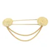Pins broches mode unisex sieraden voor mannen vrouwen goud rond ketting kwastje big grote lel pin shirt kraag clip