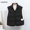 Gilet da donna Lagabogy Winter Women Gilet ultraleggero Gilet femminile casual allentato Gilet bianco anatra Gilet monopetto 221103