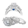 Anéis de anel solitário ela 2 PCs noivado anel de casamento Conjunto para mulheres 925 prata esterlina 2,4ct Rodada de pêra branca Tamanho 4-13 221024