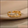 Обручальные кольца обручальные кольца корейский стиль циркон для женщин -девушек Кристал -обручальное кольцо Регулируемая открытая манжета винтажные ювелирные изделия Bague G DHK7N