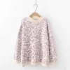 Women's Knits Tees 2020 New Women's sweater Autumn And Winter Knitted Loose Leopard Round Neck Pullover Long Lantern Sleeve Sweater T221012