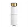 Water Bottles Sublimation Blank Water Bottles Intelligence Show Temperature 304 Stainless Steel Vacuum Flask Flat Mouth Lovers Cup 19 Dhlya