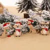 Christmas Decorations 2022 Hanging Wooden Car Ornaments Tree Pendants Elk Cartoon Animal Holiday