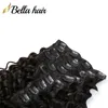 Clip dritta nelle estensioni dei capelli Capelli umani 21 pezzi per set con 18 clip Doppia trama Colore nero naturale Per le donne Qualità 11A Cuticola completa Remy Onda del corpo riccia profonda