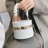 Evening Bags Lattice Round Box Bag Pleated Tote 2022 High-quality PU Leather Women's Designer Handbag Chain Shoulder Messenger