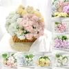 Decorative Flowers Bride Wedding Artificial Champagne Hydrangea Bouquet Bridesmaid Bunch Fake Flower For Party Supplies Home Decor