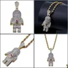 Collane con ciondolo Gioielli Hip Hop Zircone Astronauta Iced Out Cool Collana con pendente da uomo Catena in oro per uomo Moda Drop Delivery 2022 Dhfyq