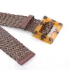 Belts 2022 Pu Woven Fashion All-match Length 110 Width 3.8 Spots Leopard Print Yellow Buckle Head Decoration Ladies Wide Belt