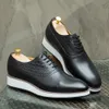 Hommes Oxfords classique à la main à lacets chaussures d'affaires décontractées en cuir véritable baskets motif Crocodile bout uni pied plat