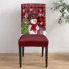 Housses de chaise bonhomme de neige arbre de noël flocon de neige rouge couverture à carreaux salle à manger Spandex siège extensible décor de bureau à domicile ensemble de caisse de bureau