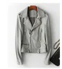 Fashion Street Women Real Sheep Skin Leather Jacket ￤kta l￤der klassiska korta motorcykeljackor Designer Casual Coat