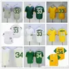 Movie Mitchell and Ness Baseball Jersey Vintage 33 Jose Canseco 34 Rollie Fingers Jersey Stitched Breathable Sport Sale High Quality Yellow