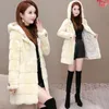 Kvinnors päls som säljer fauxrock eleganta minkrockar kvinnor höst vinter topp mode solida varma jackor för 2022 T73