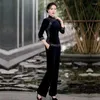 Kvinnors tv￥delade byxor 2022 F￶rb￤ttrad cheongsam v￥r tv￥-stycken kinesisk stil sammetbyxor passar bredben kvinnors kl￤der