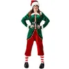 Stage Wear Deluxe 6Pcs Women's Christmas Come Cosplay Santa Claus Uniform Suit For Adults Green Elf Xmas Holiday Party Fancy Dress T220901