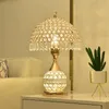 Lâmpadas de mesa Crystal Desk Lamp Bedroom European Família Casamento Caloroso Luz de luxo Romântico Simples, sala de casamento moderna, cabeceira ao lado