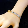 Bangle 2022 Roman Letters Bracelet With Stone Titanium Steel Color For Women Punk Jewelry Round