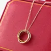 designer womens three ring necklace threecolor quality steel rose gold necklaces suitable for all kinds of holiday gifts love pendant