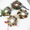 Kandelaars Kleine Tealight Holder Retro Christmas Rustic Vintage houten kroonluchter Bougeoir eettafel Decor DL60ZT