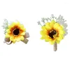 Fleurs décoratives de mariage tournesol poignet fleur Corsage artificiel mariée main décor ornement pour demoiselle d'honneur bal fête