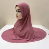 Etniska kläder högkvalitativa muslimska hijab tröja halsduk redo att bära islamiska solida huvudduk foulard femme musulman wrap bandana