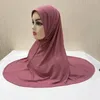 Ethnische Kleidung Hochwertiger muslimischer Hijab-Jersey-Schal, bereit zum Tragen islamischer fester Kopftücher Foulard Femme Musulman Wrap Bandana