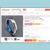 Wedding Rings Wedding Rings 4Mm Blue Inlay Titanium For Women Fashion Love Female Engagement Promise Jewelry Anillos Mujer Sieradenw Dhxer