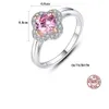 Nieuwe luxe roze edelsteenbloemen S925 Silver Ring Women Sieraden Microset Shiny Zirkon Exquisite Ring Accessories Valentijnsdag Gift