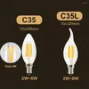 Dimmable LED Candelabra Bulb 2W 4W 6W Filament Chandelier Light Bulbs E14 220V Base Vintage EdisoncClear Glass Candle