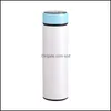 Water Bottles Sublimation Blank Water Bottles Intelligence Show Temperature 304 Stainless Steel Vacuum Flask Flat Mouth Lovers Cup 19 Dhlya