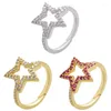 Bagues de cluster Zhukou 2022 Gold Couleur Femmes Star Crystal Couple Réglable Minimaliste Mode Bijoux En Gros VJ66