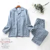 Degli indumenti da notte degli uomini 2022 di Autunno della Molla Degli Uomini Casual Plaid Pigiama Set Maschio Abito di Cotone A Maniche Lunghe Turn-giù il Collare Camicia pantaloni XXL