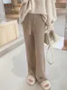 Women's Pants Capris JulyPalette Knitted Full Length Pants 2022 Autumn Winter Women Elasticity High Waist Pants Casual Female Loose Straight Trousers T221024