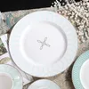 Conjuntos de utensílios de jantar 4 PCs Conjunto de Luxury Ceramic Bone China Dinner para Tableware Plate Plac