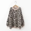 Women's Knits Tees 2020 New Women's sweater Autumn And Winter Knitted Loose Leopard Round Neck Pullover Long Lantern Sleeve Sweater T221012