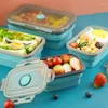 Dinnerware Sets Collapsible Storage Box Silicone Lunch Preservation Bento Microwave Picnic Containers