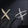 Обручальные кольца обручальные кольца ручной работы с цветом Crows Cross x Thin Zircon Women Micro Pave Sglweddingwedding Brit22 Drop Deliver 2 DHR6R