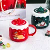 Tasses De Noël Creative Tasse En Céramique Dessin Animé Mignon Ménage Eau avec Couvercle Cadeau Tasse À Café Y2210