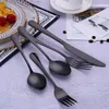 Conjuntos de talheres 5pcs Definir garfos pretos e colheres de aço inoxidável coloridos Dinning de faca de bife de bife