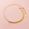 Tornozinhos Real 925 Sterling Silver Branch Bud Seashell Pearl Color Golden Color Ankle Bracelet Fashion Foot Chains for Women Summer