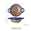 Dinnerware Sets Polish Style Ceramic Bowl Double Ear Soup Instant Noodles Handle Household Oven Microwave Kitchen Tableware