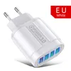 Caricatore USB multiporta 4 porte Adattatori per cellulare EU US QC 3.0 Adattatore di ricarica veloce da muro 48W per iPhone 13 12 11 Caricatore Samsung Xiaomi 90V- 240V