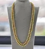 Chaînes Z12213 17 "-50 '' 9mm collier de perles d'eau douce rondes jaunes