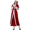 Stage Wear Luxury Velvet Christmas Santa Claus Come Party Comes Adults Women Cosplay Long Red Dress Christmas Hat Dress Gloves Belt T220901