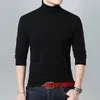 Herrtröjor Herrarna Solid Color Double-Collar Brand Sweater Bottom Shirt 2022men Fashion Business Casual High Neck Stickover