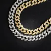 Chains Iced Out Cuban Link Chain Necklace Gold Color Rhinestone Man Bling Rapper For Men HipHop Bracelet Jewelry Gift