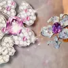 Pierścionki ślubne duże kwiatowy luksus luksus szlachetny fioletowy cyrkon jasna biżuteria na balu imprezowy akcesoria wakacyjne prezenty świąteczne