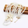 Chaînes GuaiGuai bijoux 5 brins naturel cultivé larme pièce blanche perle liberté pierre de lune collier à la main pour dame